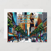 Houston, Texas Downtown Abstrakte Kunst Postkarte (Vorne/Hinten)