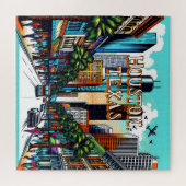 Houston, Texas Downtown Abstrakte Kunst Puzzle (Horizontal)