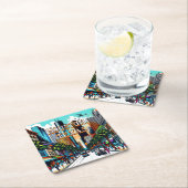 Houston, Texas Downtown Abstrakte Kunst Rechteckiger Pappuntersetzer (Vor Ort)