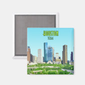 Houston Texas Downtown Vintag Magnet (Vorderseite/Rückseite)