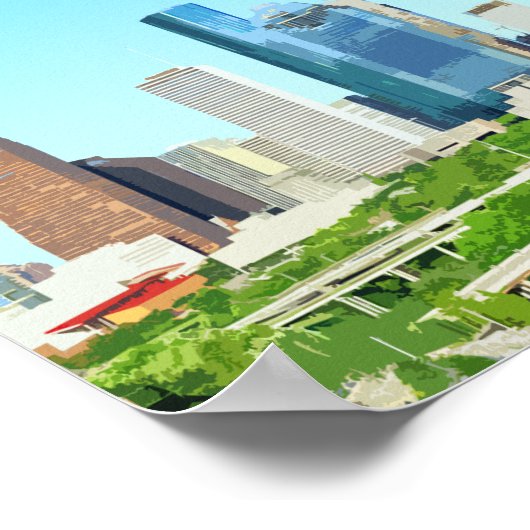 Houston Texas Downtown Vintag Poster (Ecke)