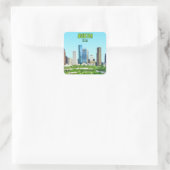Houston Texas Downtown Vintag Quadratischer Aufkleber (Tasche)