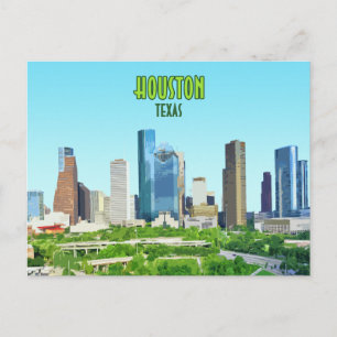 Houston Texas Downtown Vintage Postkarte