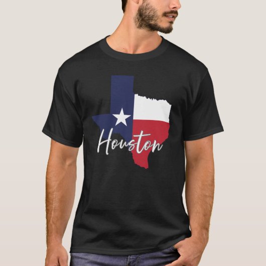 Houston, Texas Flag Map Men's Black T-Shirt (Vorderseite)