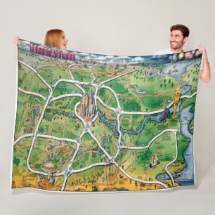 Houston Texas Fun Map Fleecedecke