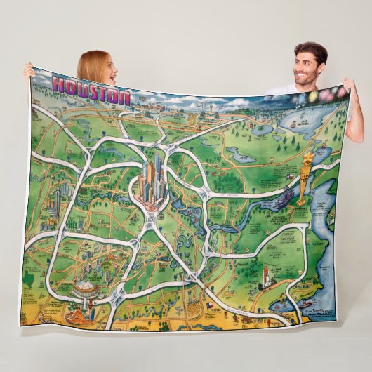 Houston Texas Fun Map Fleecedecke (Beispiel)