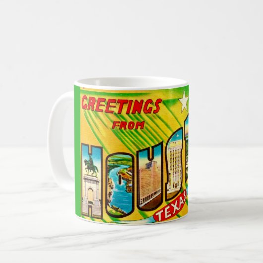 Houston Texas Greeting Postcard Mug Kaffeetasse (Vorderseite Links)