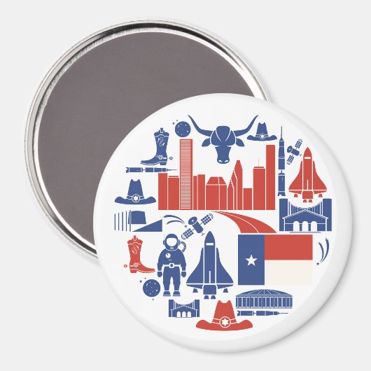 Houston Texas Icons Magnet (Vorderseite/Rückseite)