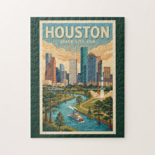 Houston Texas Illustration Reise Kunst Vintage Puzzle