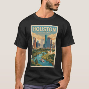 Houston Texas Illustration Reise Kunst Vintage T-Shirt