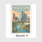 Houston Texas Illustration Travel Art Vintage Aufkleber (Blatt)