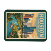 Houston Texas Illustration Travel Art Vintage Magnet (Horizontal)
