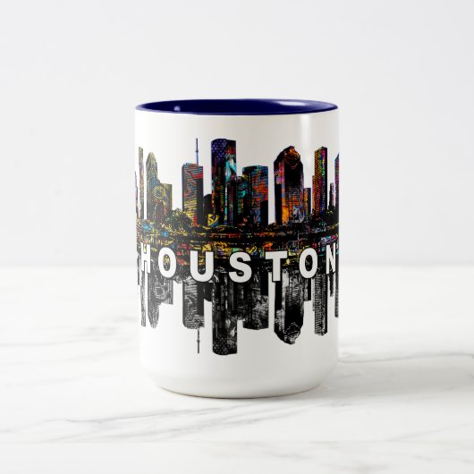 Houston, Texas in Graffiti Zweifarbige Tasse (Mittel)