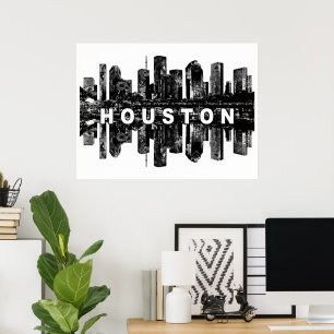 Houston, Texas in schwarz-farbiges Poster