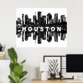 Houston, Texas in schwarz-farbiges Poster (Heimbüro)