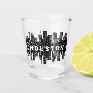 Houston Texas in schwarzer Tinte Schnapsglas