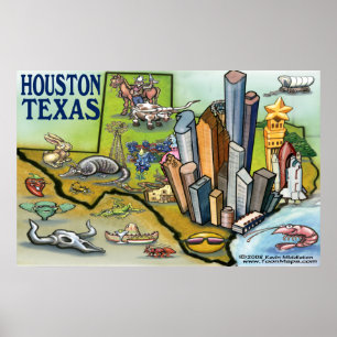 Houston TEXAS Karte Poster