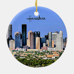 Houston, Texas, landschaftliches Stadtbild Foto Keramik Ornament
