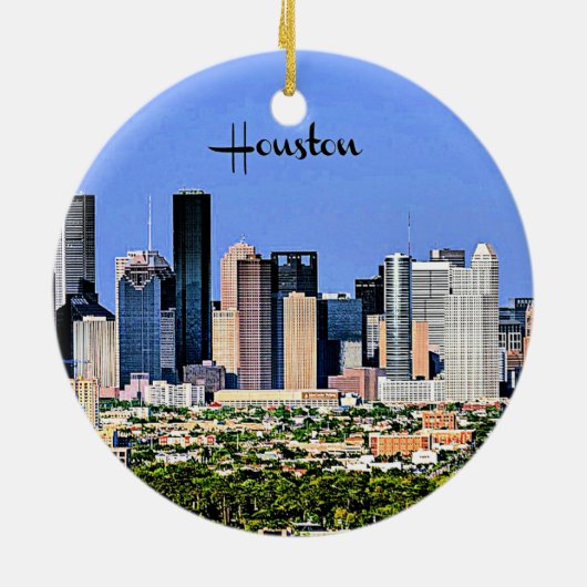 Houston, Texas, landschaftliches Stadtbild Foto Keramik Ornament (Hinten)