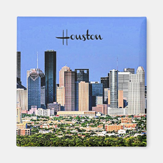 Houston, Texas, landschaftliches Stadtbild Foto Magnet (Vorne)