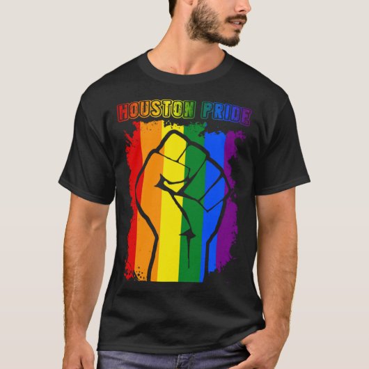 Houston Texas LGBT Pride Month LGBTQ Rainbow Flag T-Shirt (Vorderseite)