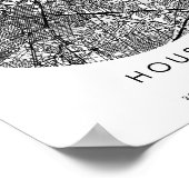 Houston Texas Minimal Modern Circle Street Karte Poster (Ecke)