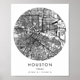 Houston Texas Minimal Modern Circle Street Karte Poster