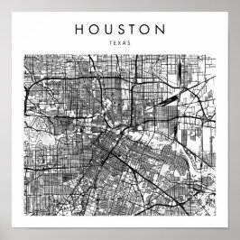 Houston Texas Minimal Modern Street Map Poster