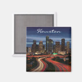 Houston Texas Night Postcard Magnet (Vorderseite/Rückseite)