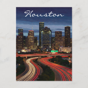 Houston Texas Night Postcard Postkarte