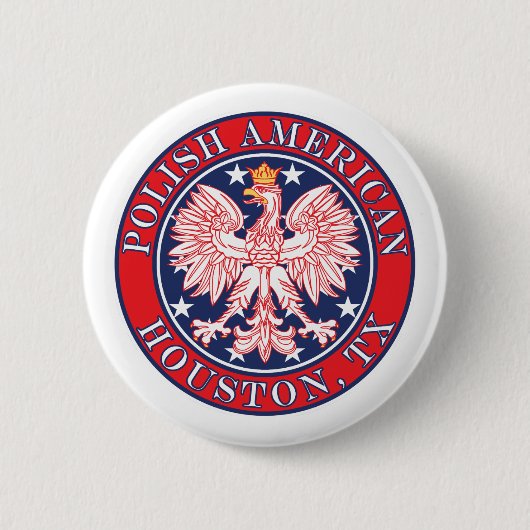 Houston Texas Polnischer Adler Button (Vorderseite)