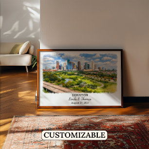Houston Texas Poster, Aquarell, Maßgeschneidert Poster
