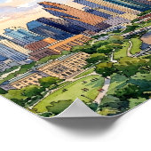 Houston Texas Retro-Wasserfarben-Kunstwerk Poster (Ecke)