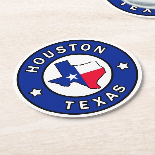 Houston Texas Runder Pappuntersetzer (Angewinkelt)
