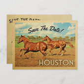 Houston Texas Save the Date Pferde Ankündigungspostkarte (Vorne/Hinten)
