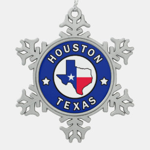 Houston Texas Schneeflocken Zinn-Ornament