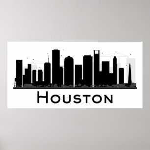 Houston, Texas   Schwarz-Weiß-City-Skyline Poster