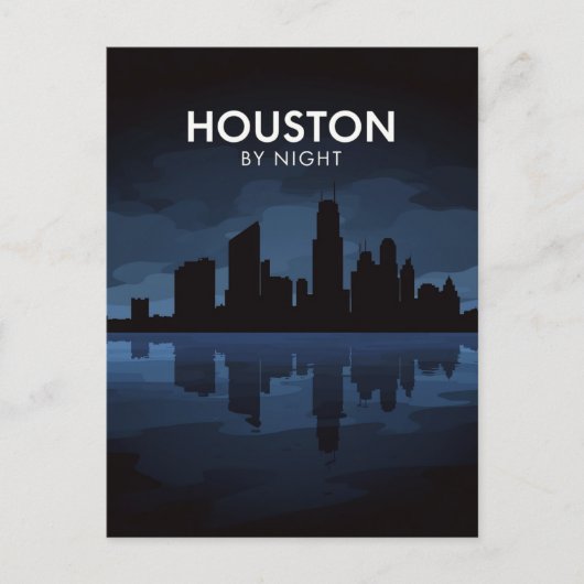 Houston Texas: Skyline bei Nacht Postkarte (Vorderseite)