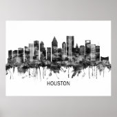 Houston Texas Skyline BW Poster (Vorne)