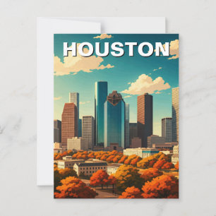 Houston Texas Skyline Cityscape Fall Postkarte