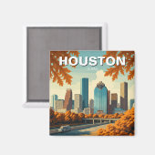 Houston Texas Skyline Cityscape Herbst Magnet (Vorderseite/Rückseite)
