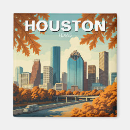 Houston Texas Skyline Cityscape Herbst Magnet