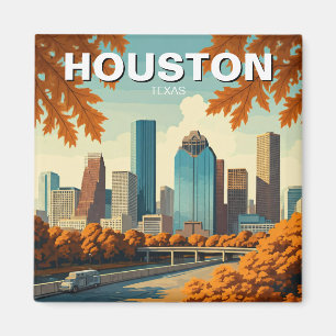 Houston Texas Skyline Cityscape Herbst Magnet