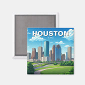 Houston Texas Skyline Cityscape Spring Magnet (Vorderseite/Rückseite)