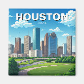 Houston Texas Skyline Cityscape Spring Magnet (Vorne)