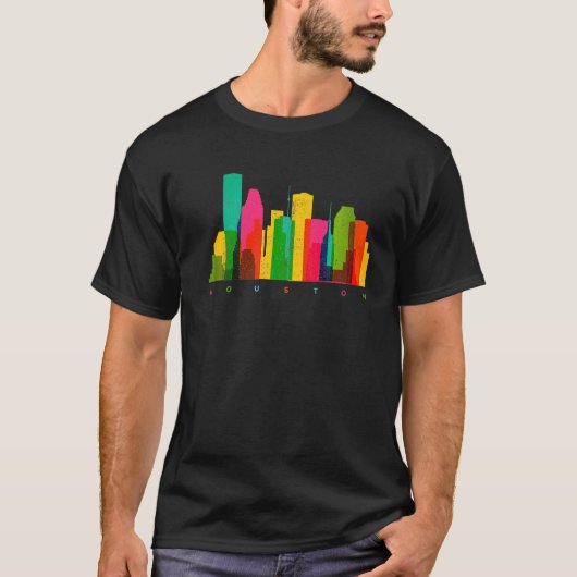 Houston Texas Skyline Colorful Houston TX T-Shirt (Vorderseite)