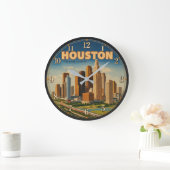 Houston Texas Skyline  Große Wanduhr (Zuhause)