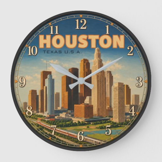 Houston Texas Skyline  Große Wanduhr (Vorderseite)