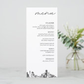Houston Texas Skyline Modern Wedding Dinner Menu Menükarte (Stehend Vorderseite)