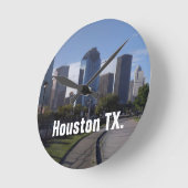 Houston Texas Skyline (Panoramic) Runde Wanduhr (Winkel)